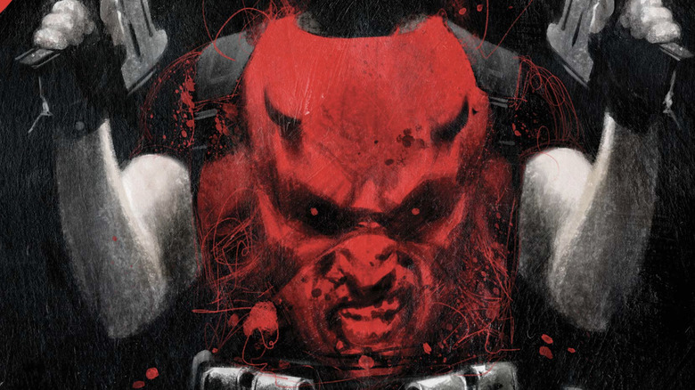 Daredevil face on Punisher's logo Daredevil #4 cover art by Julian Tedesco