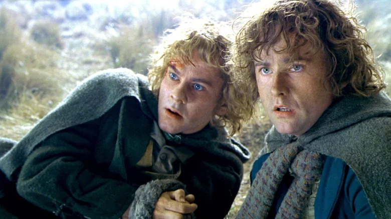 Mery and Pippin appear distressed while tied up in The Two Towers