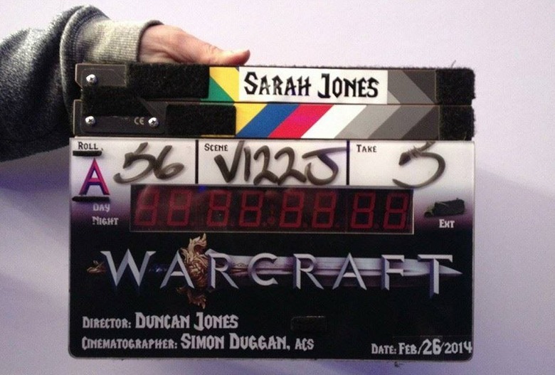 Warcraft set photo slate Sarah Jones