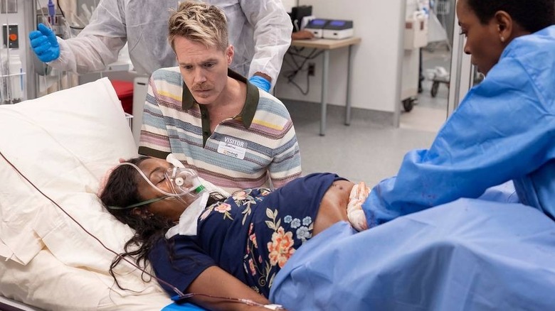 Enuka Okuma as Natalie and Mason McCulley as Justin on The Pitt
