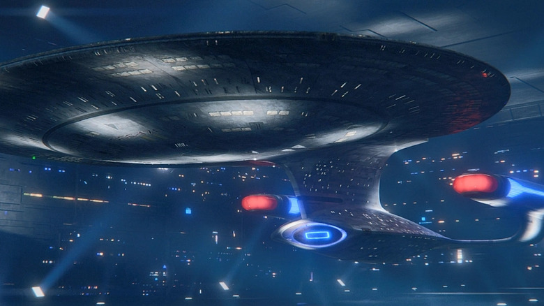 The USS Enterprise undergoing a refit in space in Star Trek: Picard