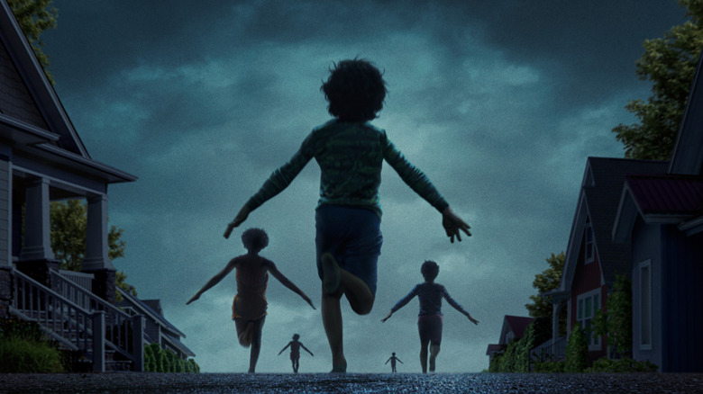 Kids running down the street on the poster for Weapons