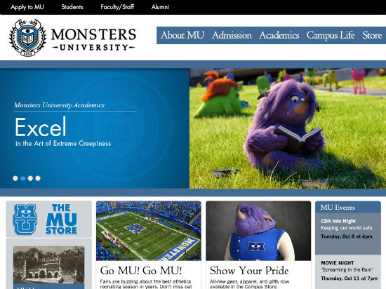 Monsters University, Official Website