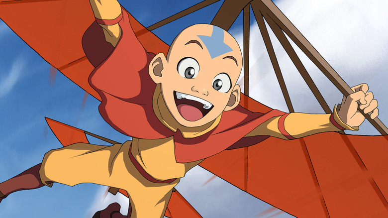 Aang hang-gliding in Avatar: The Last Airbender