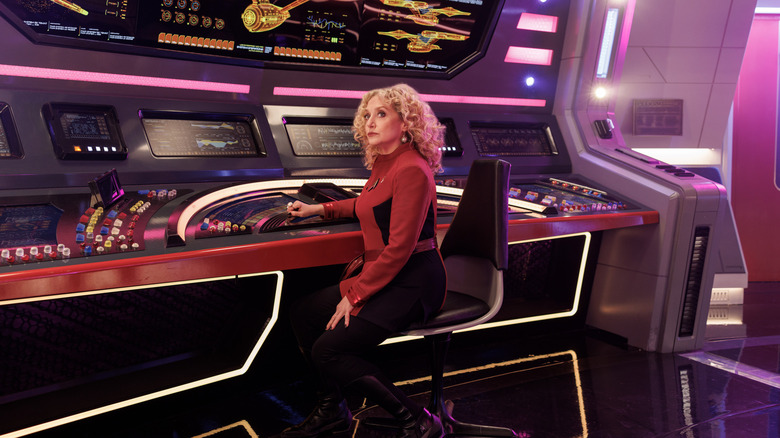 Pelia on the bridge of the Enterprise on Star Trek: Strange New Worlds