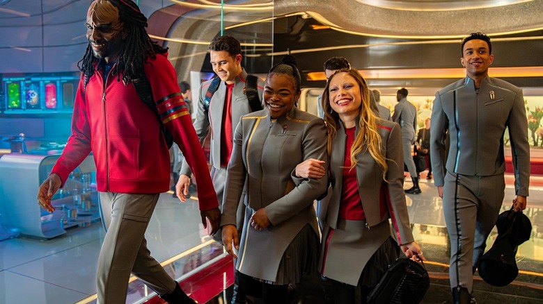 Sam walking with other students in Star Trek: Starfleet Academy