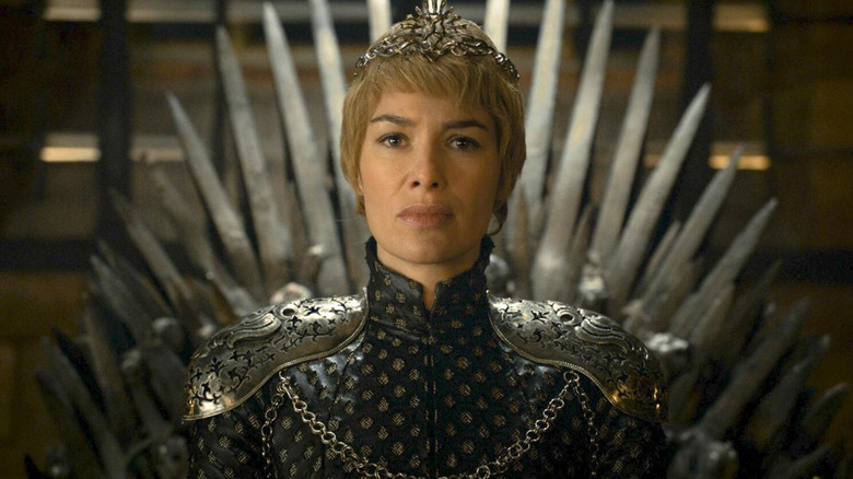 Cersei Lannister sitting on the Iron Throne in Game of Thrones