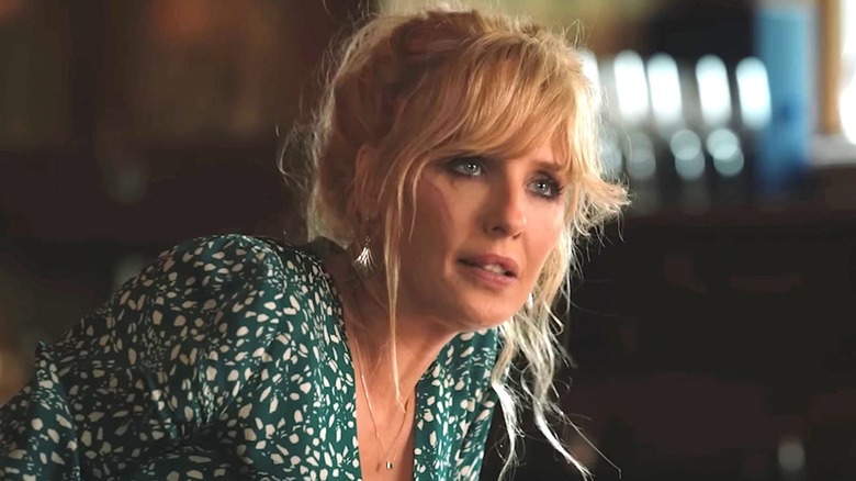 Beth Dutton wearing a green and white outfit on Yellowstone