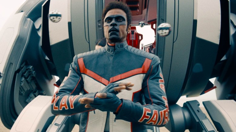 Mister Terrific stepping off his T-Craft in Superman 2025