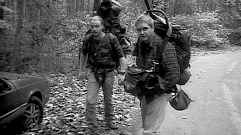 Josh and Mike preparing for a walk in the woods in The Blair Witch Project