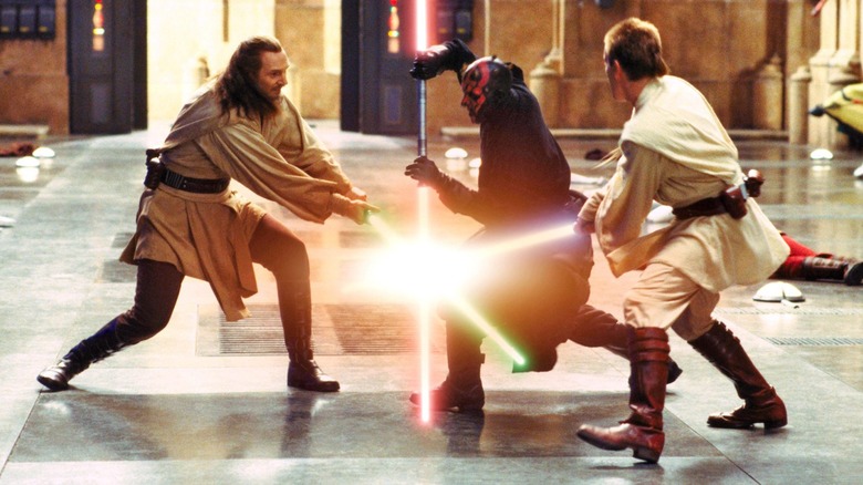 Qui-Gon and Obi-Wan duel Maul on Naboo