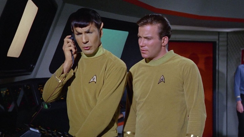 Spock and Kirk on the bridge of the Enterprise on Star Trek