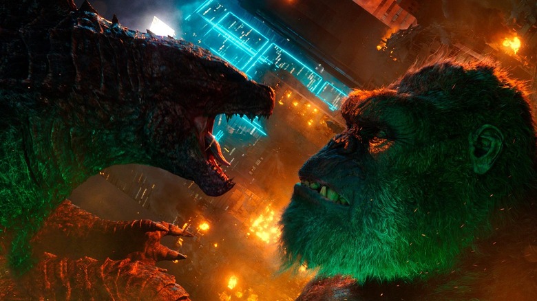 Godzilla roaring in Kong's face in Godzilla vs. Kong