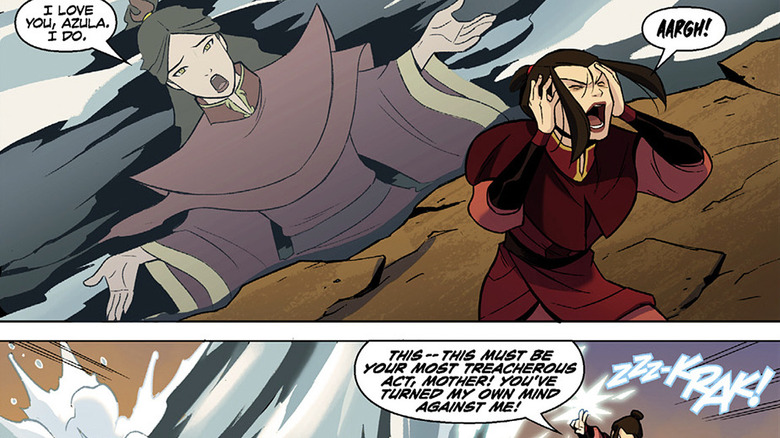 Azula looking enraged at an imagined image of her mother Ursa in the comic book Avatar: The Last Airbender - The Search