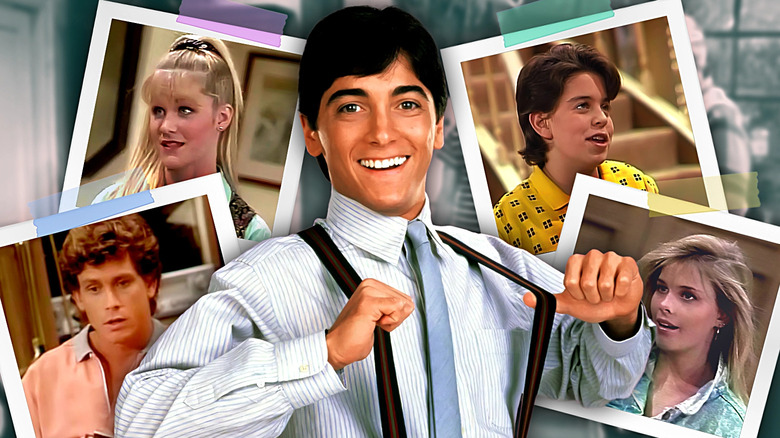 Charles (Scott Baio) surrounded by his co-stars from Charles in Charge