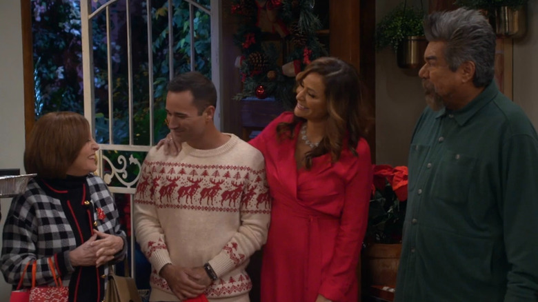 Belita Moreno, Luis Armand Garcia, Constance Marie, and George Lopez as Bella, Louie, Connie, and George in Lopez vs. Lopez