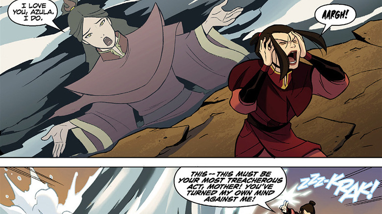 Azula looking enraged at an imagined image of her mother Ursa in the comic book Avatar: The Last Airbender - The Search
