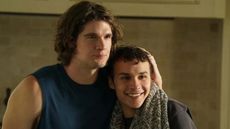 Wrigley and Drew smiling and happy and hugging on Tell Me Lies