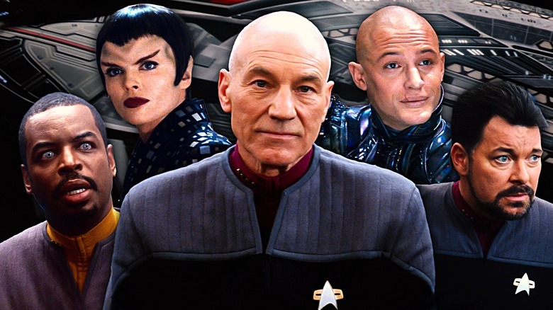 A collage of Star Trek: Nemesis actors standing together