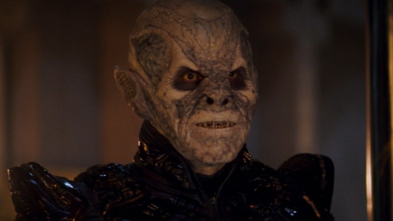 Ron Perlman as the Reman Viceroy, an alien in shoulder pads, in Star Trek: Nemesis