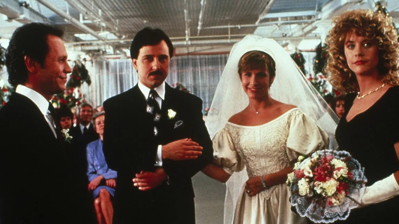 Jess and Marie walk down the wedding aisle as Harry and Sally stand by their sides in "When Harry Met Sally..."