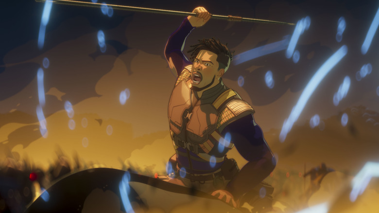 Killmonger in "What If...?" throwing spear