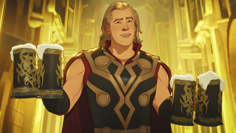 Party Thor in "What If...?" drinking beer