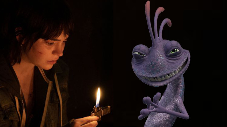 Sophie Thatcher in The Boogeyman with Randall from Monsters Inc.