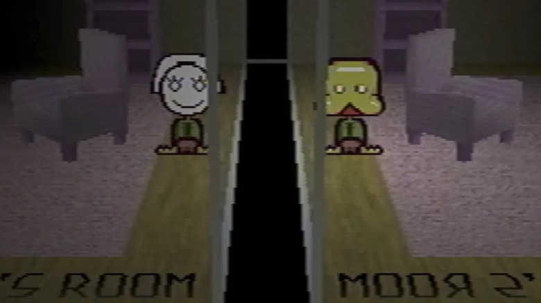 Paul Newmaker meets a creepy mirrored version of himself in Petscop