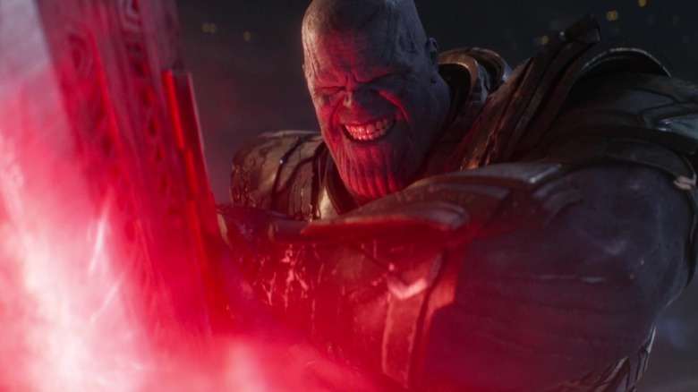 Thanos straining with his sword in Avengers: Endgame