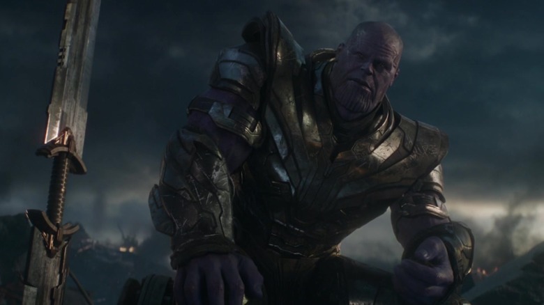 Thanos sitting next to his sword in Avengers: Endgame
