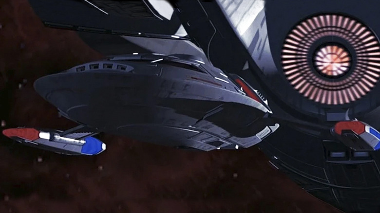 The Captain's Yacht leaving the Enerprise-E in Star Trek: Insurrection