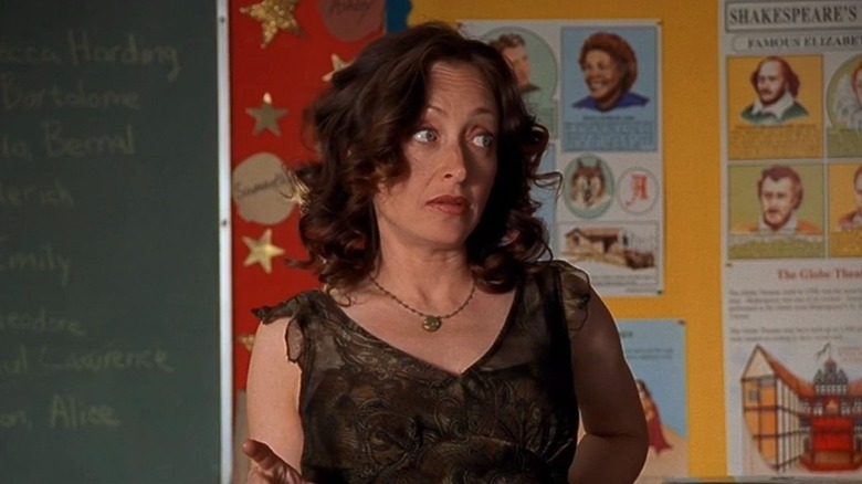 Catherine Lloyd Burns as Caroline standing in a classroom on Malcolm in the Middle