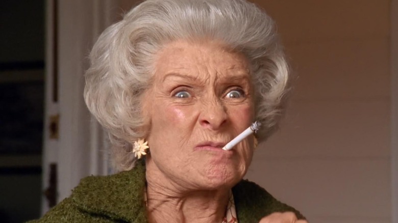 Cloris Leachman as Ida smoking a cigarette in anger on Malcolm in the Middle