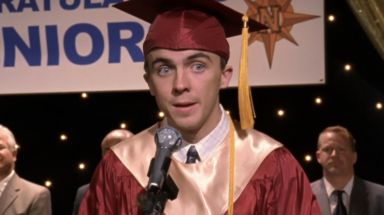 Frankie Muniz as Malcolm, graduating in a cap and gown on Malcolm in the Middle