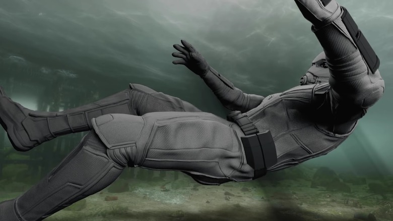An early CGI Ant Man sinks into the water