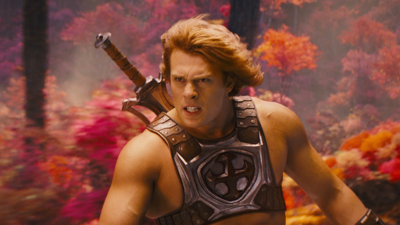 Nicholas Galitzine as He-Man with his hair blowing back in Masters of the Universe (2026)