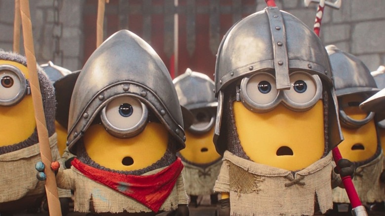 The Minions dressed as knights in Minions & Monsters