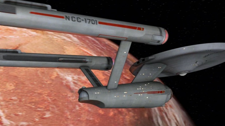 A glory shot of the Enterprise on "Star Trek."