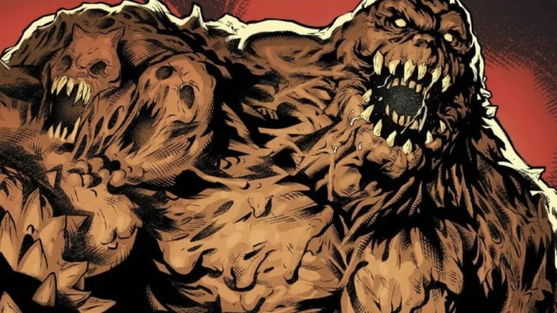 Clayface with his mouth agape showing his teeth in the pages of DC Comics