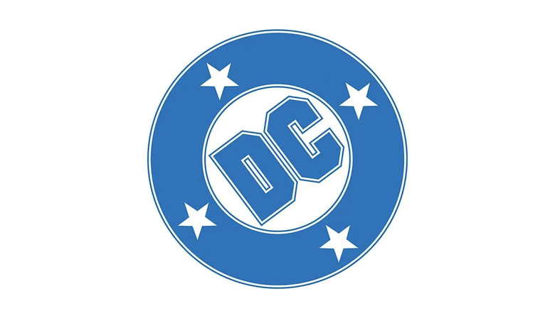 The blue DC Comics logo against a white background