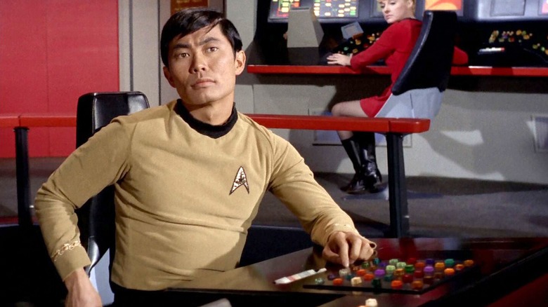 Sulu at the helm of the Enterprise