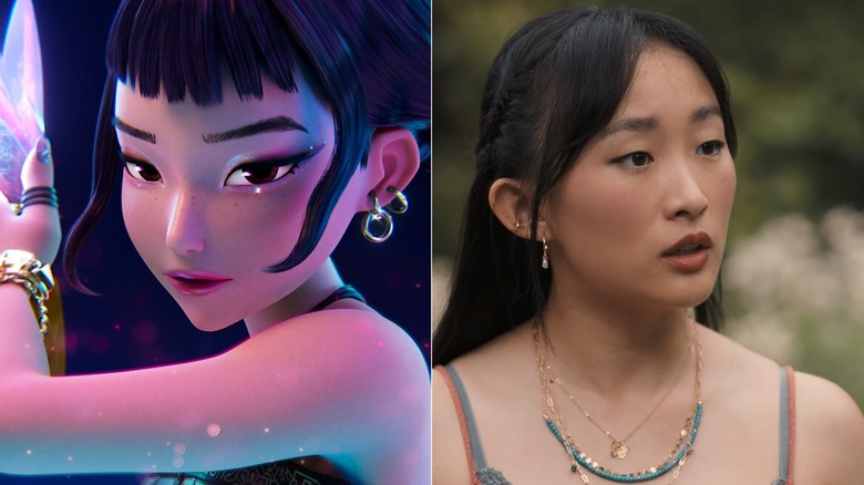 A side by side image of Zoey from KPop Demon Hunters and Ji-young Yoo as Megan from Until Dawn