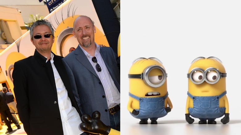 Directors Pierre Coffin and Chris Renaud arrive at the premiere of Universal Pictures' "Despicable Me 2" at Gibson Amphitheatre on June 22, 2013 in Universal City, California.