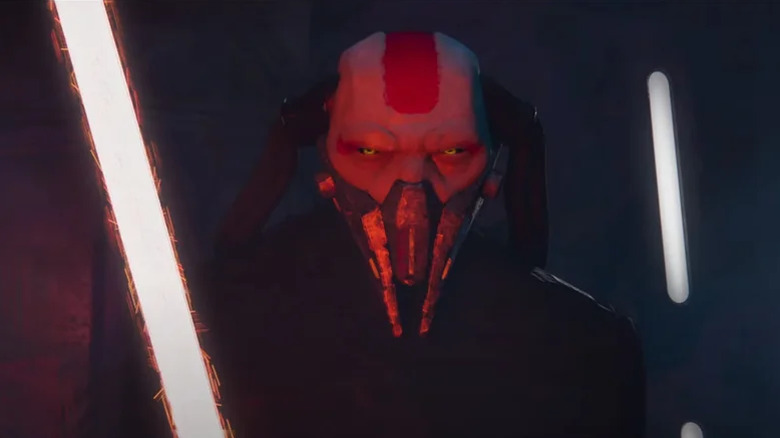 A Sith lights up his lightsaber in Star Wars: Visions