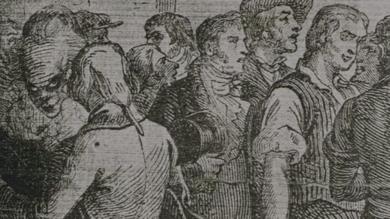 Colonial illustration, Pennywise in crowd