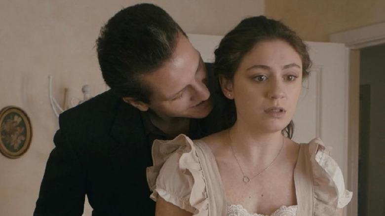 Samuel leers at Heather in Fated to My Forbidden Vampire