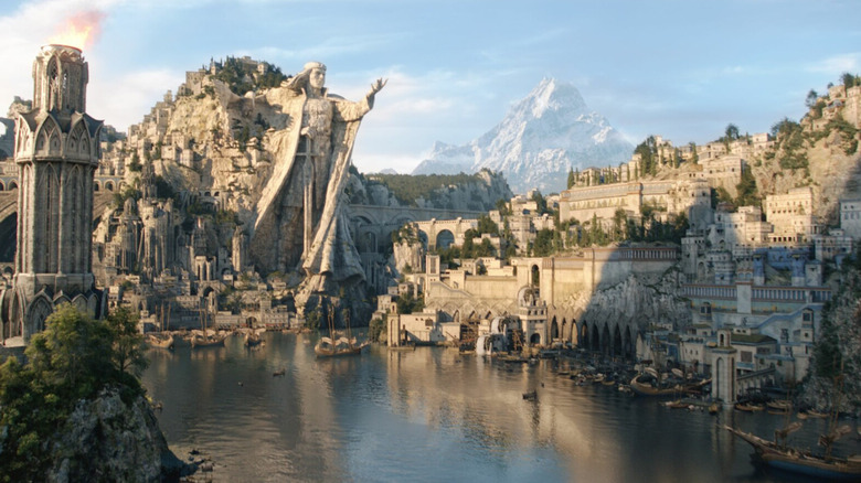 An ancient city from The Lord of the Rings: The Rings of Power