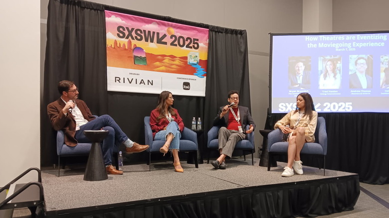 Traci Hanlon, Andrew Thomas, and Valarie Rico on a panel at SXSW 2025