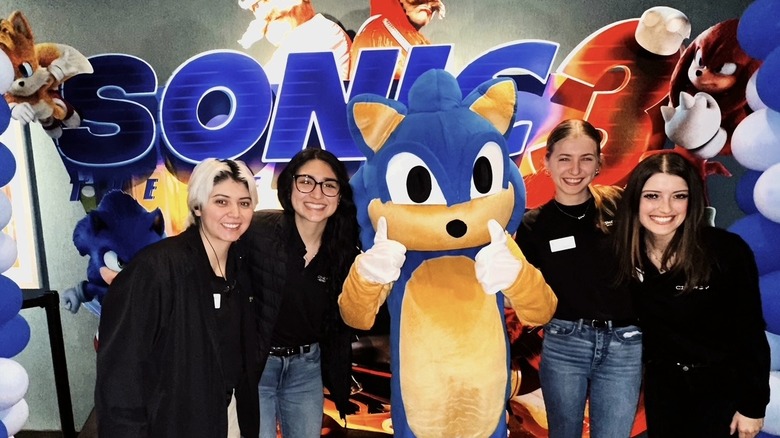 A Sonic the Hedgehog cosplayer at a screening of Sonic the Hedgehog 3 at Cinergy Entertainment